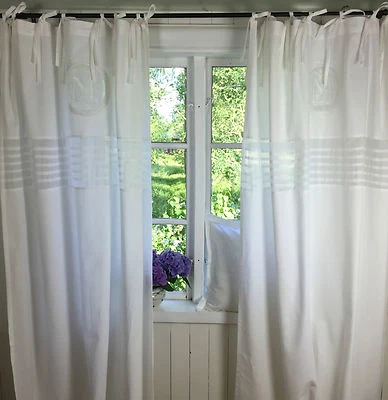 Vorhang MATHILDE WEISS Gardinen Schals 2 x 120x240 LillaBelle Landhaus Curtain - Bild 1 von 4