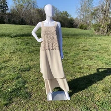 Aspeed 3077-E Women's 2XL Embroidered Lace & Chiffon Layered Gown Champaign