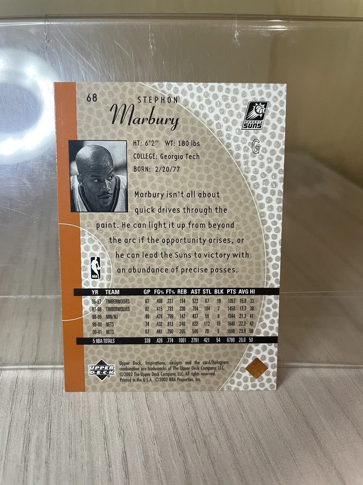 Stephon Marbury 2002 Upper Deck Inspirations card #68 - Image 2 of 2