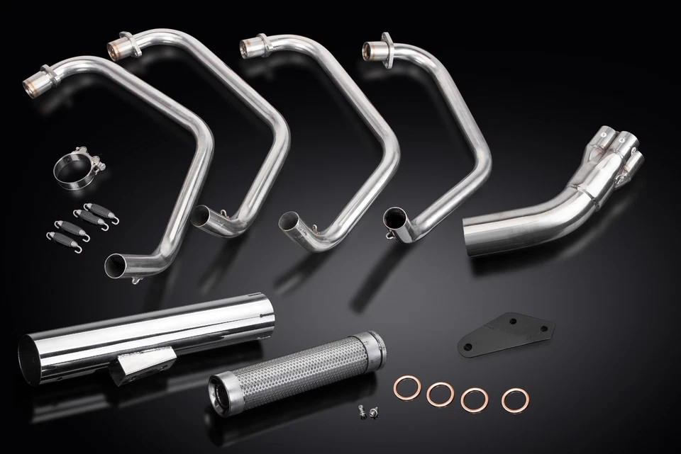 Silenciador recto de acero inoxidable Kawasaki KZ1000LTD 1977-1982 escape completo 4-1 Foto 3 de 4