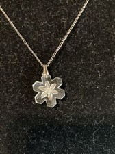 Crystal Snowflake Pendant 1  On Sterling Silver Necklace 18  b123