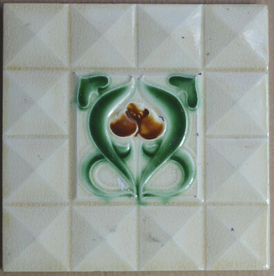 UNKNOWN EUROPEAN - ANTIQUE ART NOUVEAU MAJOLICA TILE C1900 | eBay
