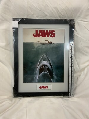 Jaws - Gerahmter klassischer Filmdruck 18'' - HORROR - bruchsicheres Styrol - Neu