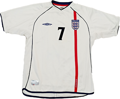 Maillot Vintage Angleterre Beckham Match Issue 2002 – Umbro Taille L, Numéro 7