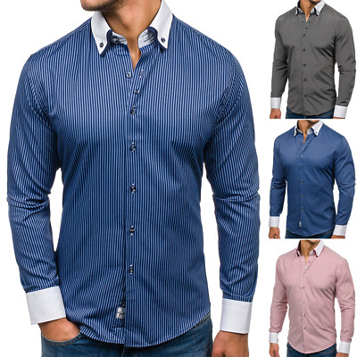 Herren Hemd Freizeithemd Herrenhemd Klassisch Gestreift Slim Fit BOLF 2B2 Motiv