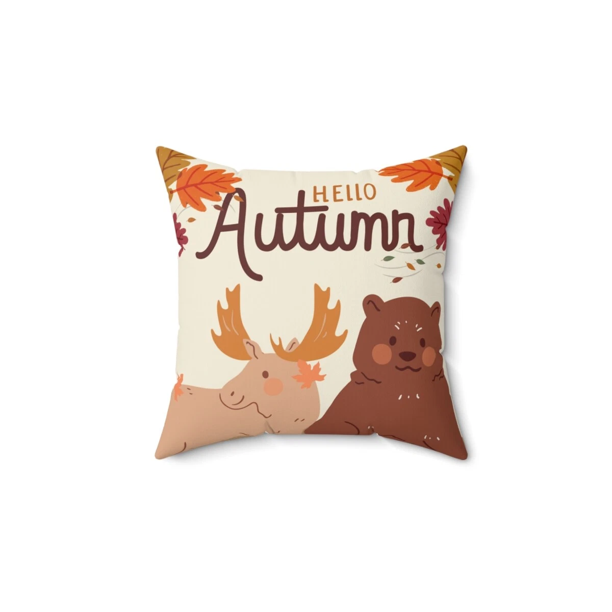 Hello Autumn, Bear and Moose, Throw Pillow