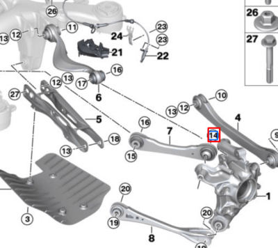 BMW M5 F90 Rear Axle Support Hex Bolt 33306861944 6861944 NEW  