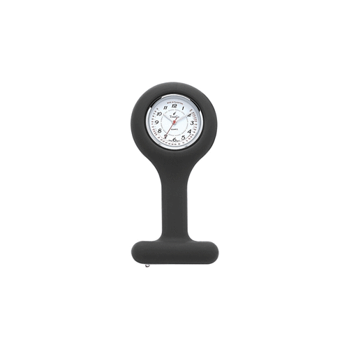 Time Co Funky Black Nurses Quartz Bold Silicone Resin Fob Watch