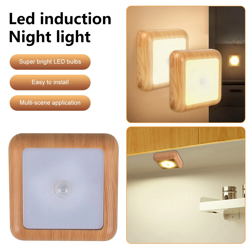 Motion Sensor Night 6 LED Indoor Stair Pantry Hallway Lamp Battery Operate Light