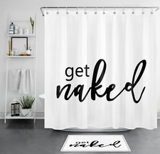 Modern Funny Quotes on Black and White Shower Curtain Bathroom Accessories Set