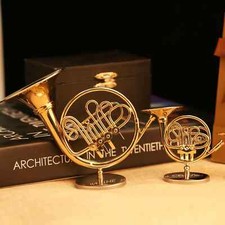 Micro French Horn Miniature Instrument Replica with Box Model Decorative Display
