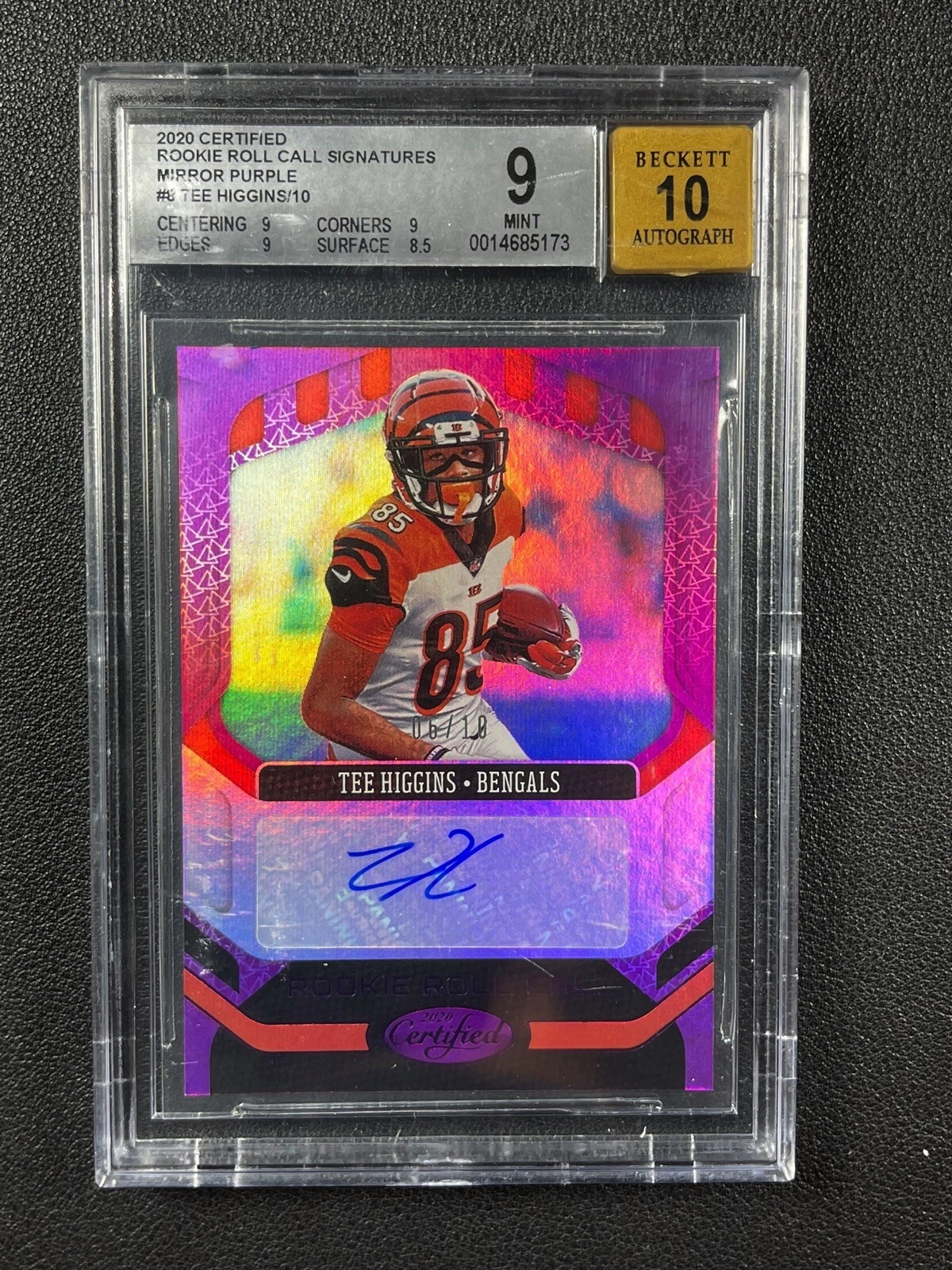 Tee Higgins Panini Certified Rookie Roll Call Signatures #RCSTH Mirror Purple