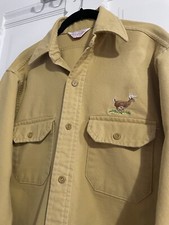 Vintage FrostProof Flannel Chamois Shirt Deer Embroidery Shacket M 15-15.5 USA