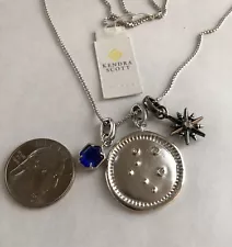 KENDRA SCOTT Rhodium Plated Silver Tone LIBRA Pendant Charm Necklace