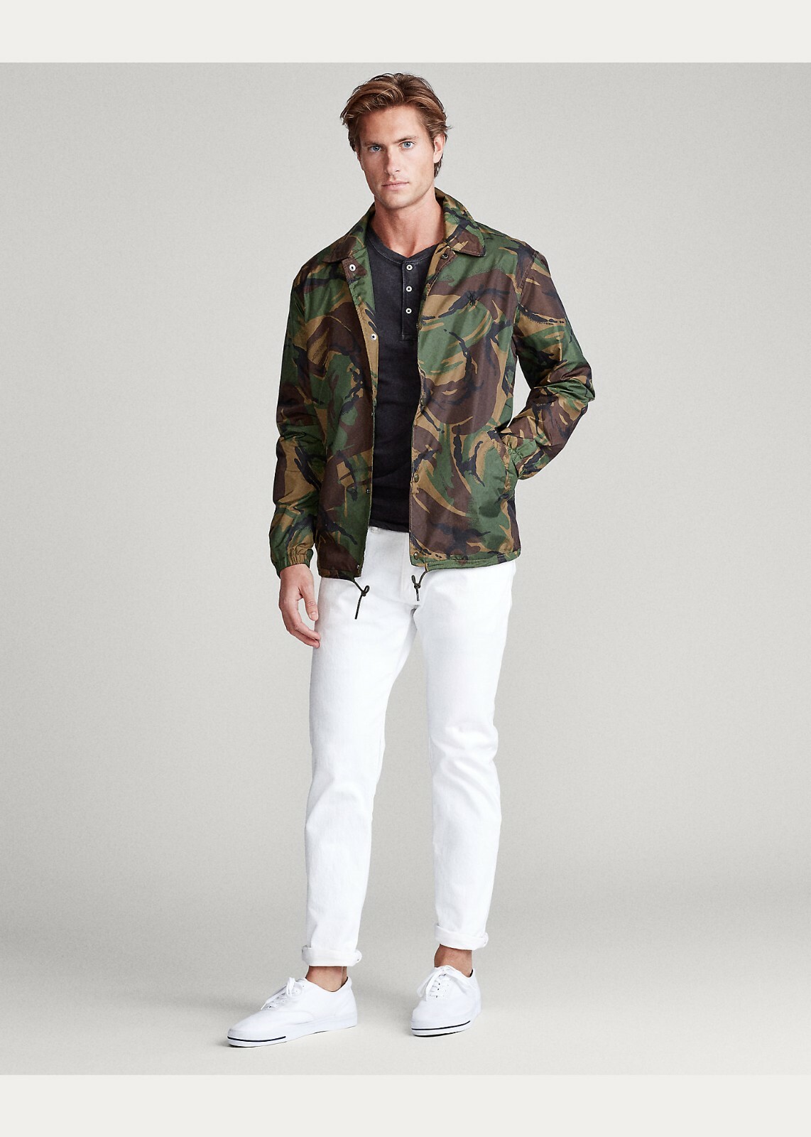 PONY Giacca da allenatore Polo Ralph Lauren esercito militare surplus logo mimetico frangivento