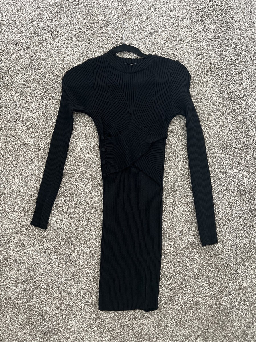 Zara Short Black Knit Dress Long Sleeves Size S Small | eBay