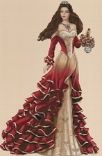 Elegant Lady in Red Dress Long Counted Cross Stitch Chart No.1-156p 