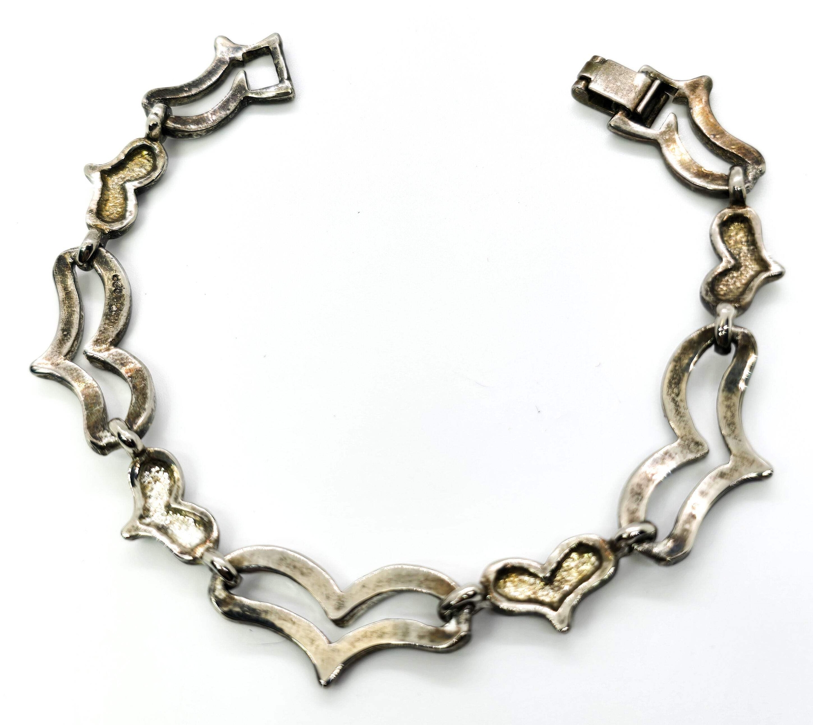 Mexican Heart Link solid thick sterling silver vi… - image 4