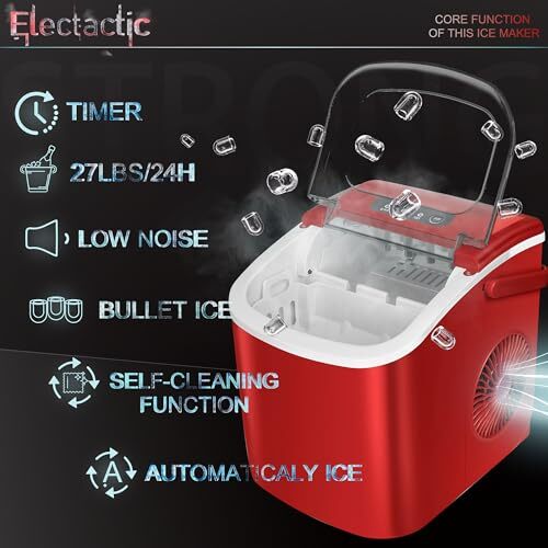Ice Maker Countertop, Efficient Easy Carry Ice Machine, Self 26LBS/DAY