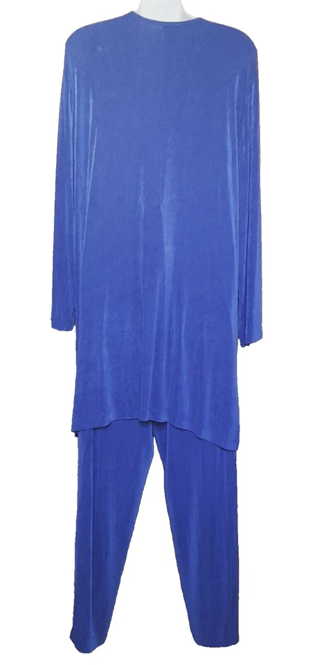 Conjunto de cárdigan y pantalón para mujer Citiknits azul elástico ajustado talla 1X Foto 3 de 4