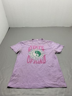 Shirt Mens L Purple State Of Mind Graphic Tee Cotton Polyester Jersey Crew Neck