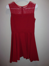 Fashion Red Dress w/See Through Neckline and partial back Mini Size Medium