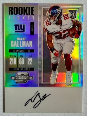 Wayne Gallman 2017 Panini Contenders Optic NFL Rookie Ticket RC Auto #116 Giants