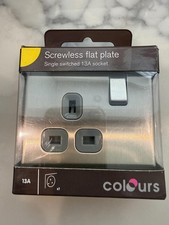 Colours Screwless Brushed Steel 13A Single Switched Socket FBS21G