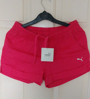 Women's Puma Hot Pink Athletic Hemmed Shorts with pocket Size 8 BNWT-RRP €29.99