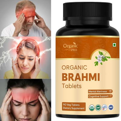 Organic Spree Brahmi Tablets   90 Tablets Supports Mental Clarity & relax mind