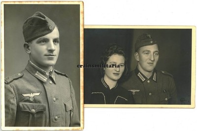 2x Genuine Photo postcard portrait soldiers in Neusalz or Nowa Sol Poland