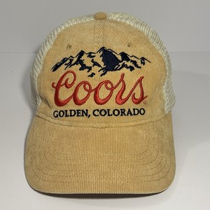 Coors Dad Hat Cap SnapBack Beige White Corduroy Trucker Beer Retro Miller Lite