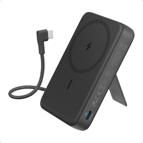 Powerbank 10000Mah Kabellos, Magnetisch, Schnellladen, USB-C, Iphone, Airpods,-image