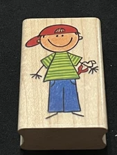 Me And My Big Ideas Wooden Rubber Stamp Little Boy "Joey"