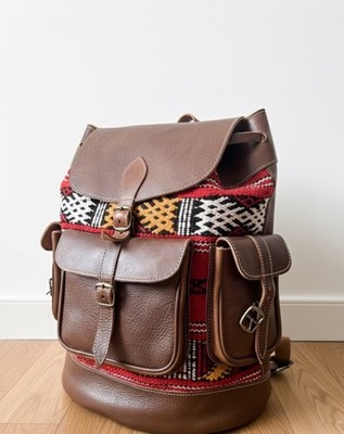 Unleash your inner explorer with this stunning, one-of-a-kind leather and woven 