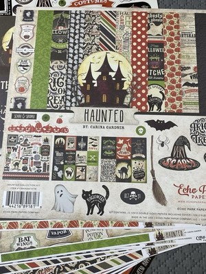 NEW Echo Park ''HAUNTED'' 12x12 Halloween 12 Pages, Sticker Sheet and Chipboard