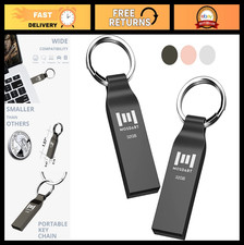 32GB Metal USB 2.0 Flash Drive - Waterproof, Keychain Included, 2-Pack, Gray