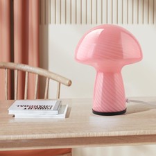 Mushroom lamp,Dimmable Glass Table Lamp,Vintage Style Table Lamp,Stripe Pink ...