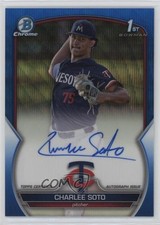 2023 Bowman Draft Chrome Prospect Blue Wave Refractor Charlee Soto Auto 0m4r