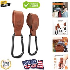 Stroller Hooks for Bags 2 Pack - Leather-Style Stroller Clips and Hooks, Non-...