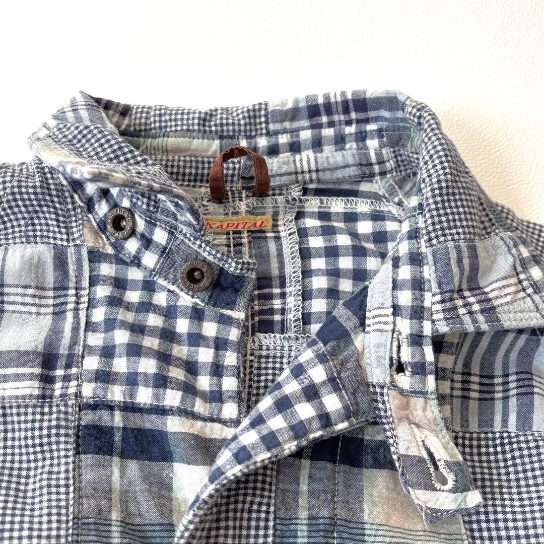 KAPITAL Patchwork Cotton Jacket Raglan Sleeve Blu… - image 11