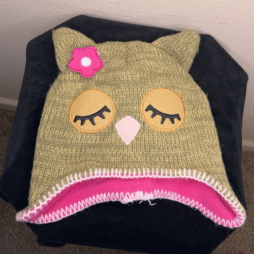 Set Of 2 Girls Hats Winter Fun Knit Owl Monster Cute Cozy Winter 2T 5T - Picture 2 of 12