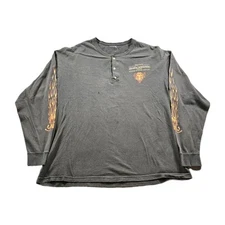 Vintage Iron Horse Saloon Bike Week 2003 Long Sleeve T-shirt Flames Y2K Biker L