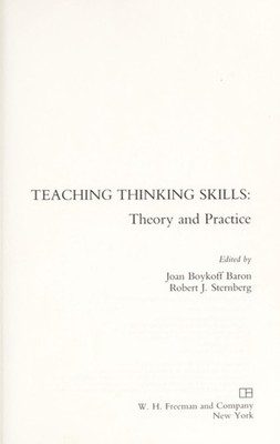 Teaching Thinking Skills Hardcover Joan B., Sternberg, Robert J.