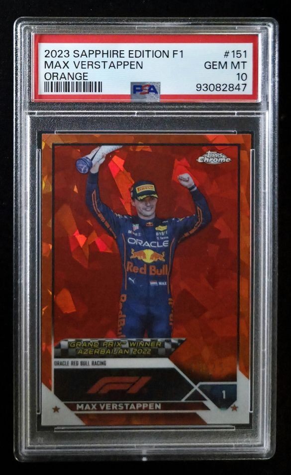 2023 Topps Sapphire Edition F1 Max Verstappen /25 Orange #151 PSA 10 view 1