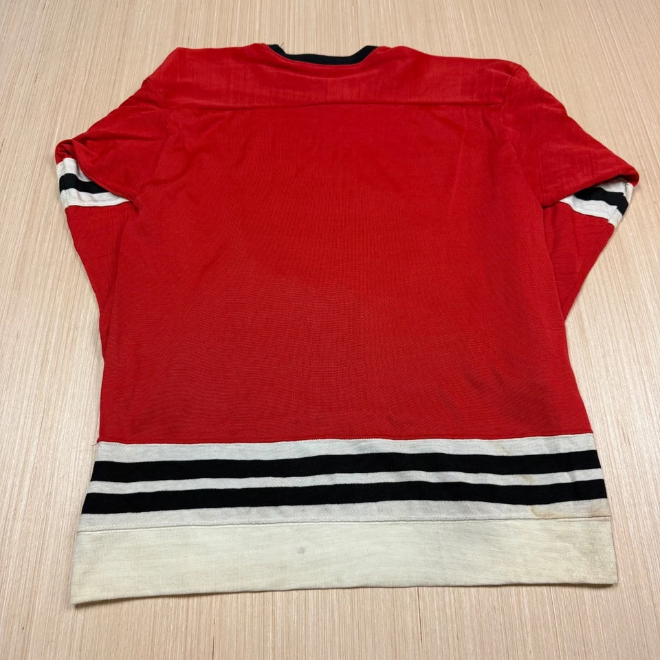 70s 80s Vintage Chicago Blackhawks durene Rawlings Jersey Medium Knit Made USA - Image 2 of 4