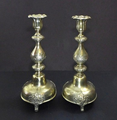 Antique Shabbat (Sabbath) Candlesticks by Fraget c.1890 Judaica