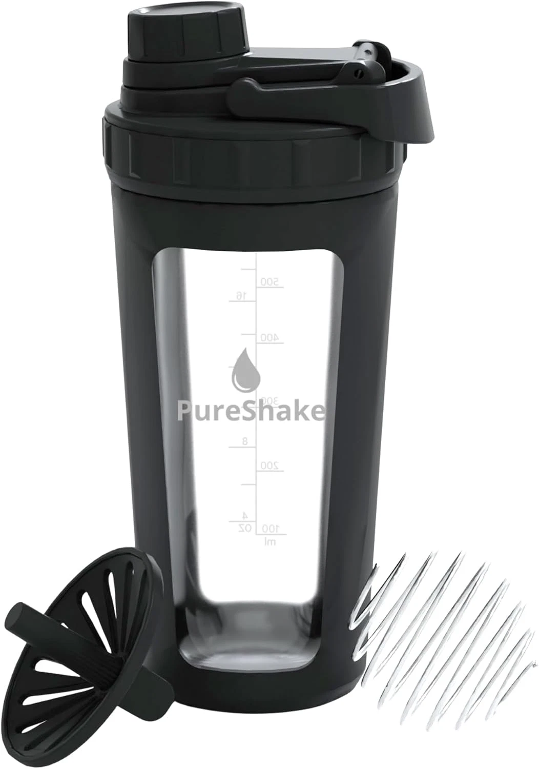 Glass Shaker Bottle for Protein - Odorless, BPA Free, Leak-Proof - 20 OZ | Gradu