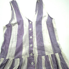 URBAN OUTFITTERS | Small Striped Midi Dress Purple Linen Button Front Pockets