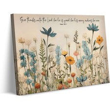 Christian Floral Scripture Canvas Wall Art Wildflower Bible Verse Wall Decor ...